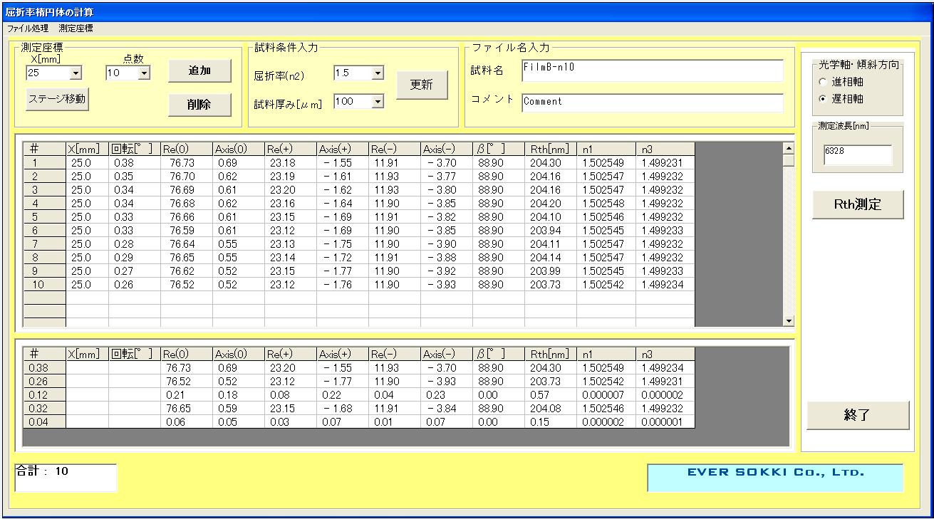 Rth測定例：光学フィルム